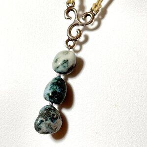2/$20, Natural Teal Tree Agate Necklace, Genuine Gemstone Lariat Cord Necklace